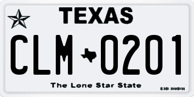 TX license plate CLM0201
