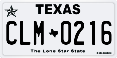 TX license plate CLM0216