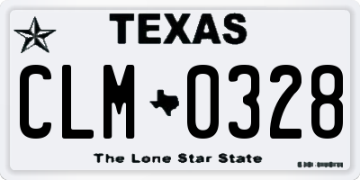 TX license plate CLM0328
