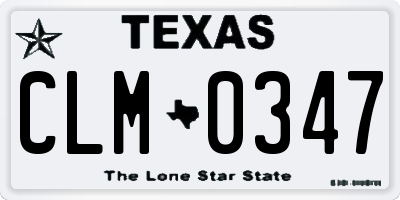TX license plate CLM0347