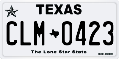 TX license plate CLM0423