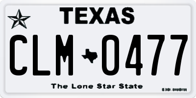 TX license plate CLM0477