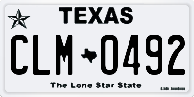 TX license plate CLM0492