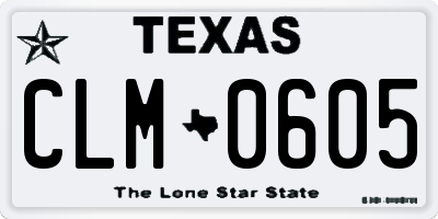 TX license plate CLM0605