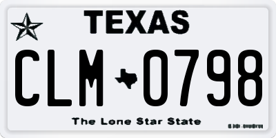 TX license plate CLM0798