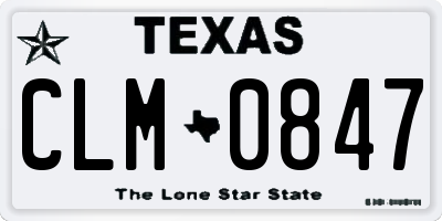 TX license plate CLM0847