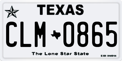TX license plate CLM0865