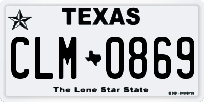 TX license plate CLM0869