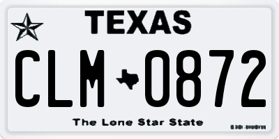 TX license plate CLM0872