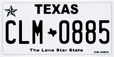 TX license plate CLM0885