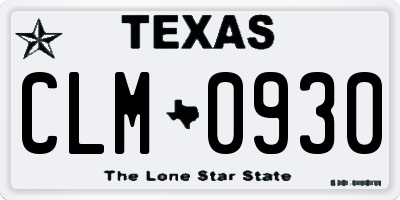 TX license plate CLM0930