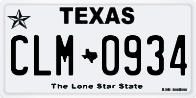 TX license plate CLM0934
