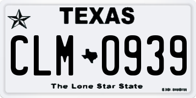 TX license plate CLM0939