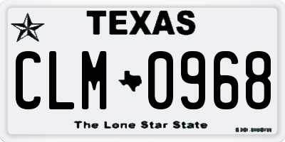 TX license plate CLM0968
