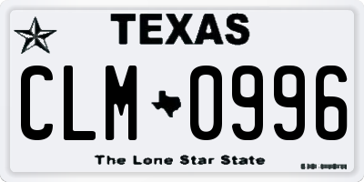 TX license plate CLM0996
