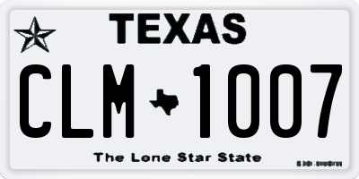 TX license plate CLM1007