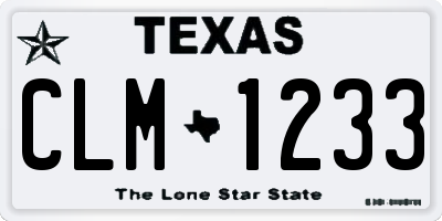 TX license plate CLM1233