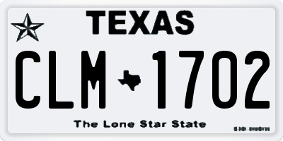 TX license plate CLM1702