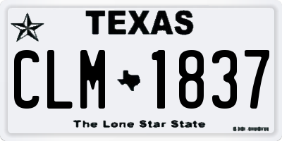 TX license plate CLM1837