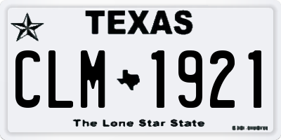 TX license plate CLM1921