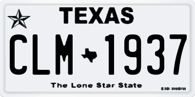 TX license plate CLM1937