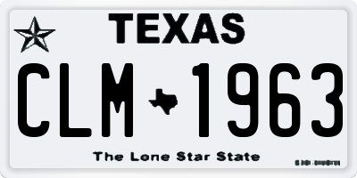 TX license plate CLM1963