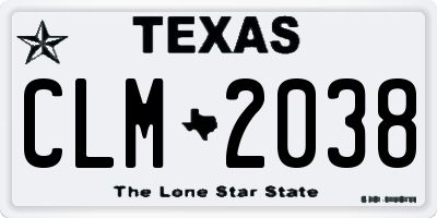 TX license plate CLM2038