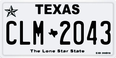 TX license plate CLM2043