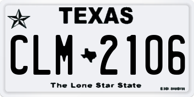 TX license plate CLM2106