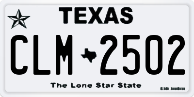 TX license plate CLM2502
