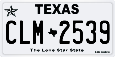 TX license plate CLM2539