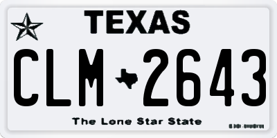 TX license plate CLM2643