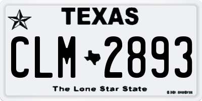 TX license plate CLM2893