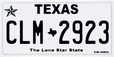 TX license plate CLM2923