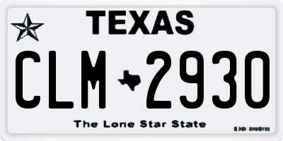 TX license plate CLM2930