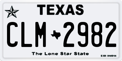TX license plate CLM2982