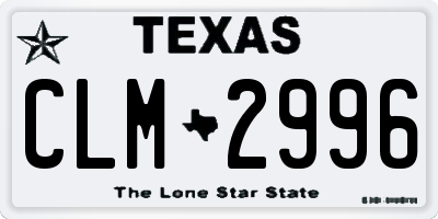 TX license plate CLM2996