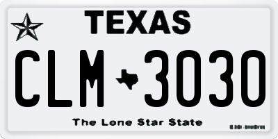 TX license plate CLM3030