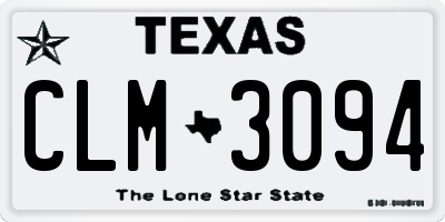 TX license plate CLM3094