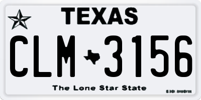 TX license plate CLM3156