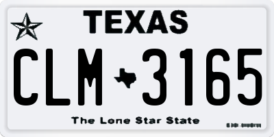 TX license plate CLM3165