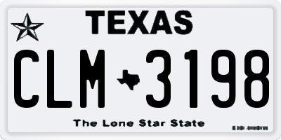 TX license plate CLM3198