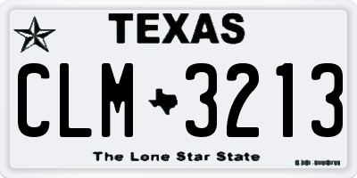 TX license plate CLM3213