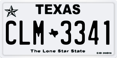 TX license plate CLM3341