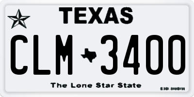 TX license plate CLM3400
