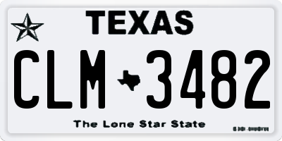 TX license plate CLM3482