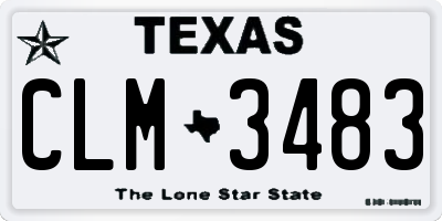 TX license plate CLM3483