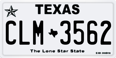 TX license plate CLM3562