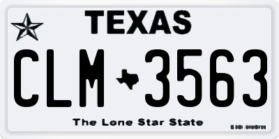TX license plate CLM3563