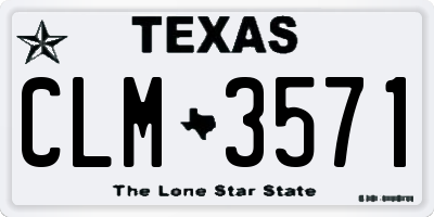 TX license plate CLM3571